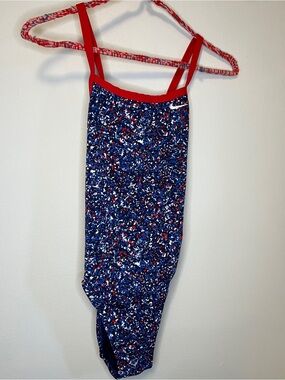 Nike Competitive Swimwear One Piece Patriotic Red White & Blue 30/WMS 4
